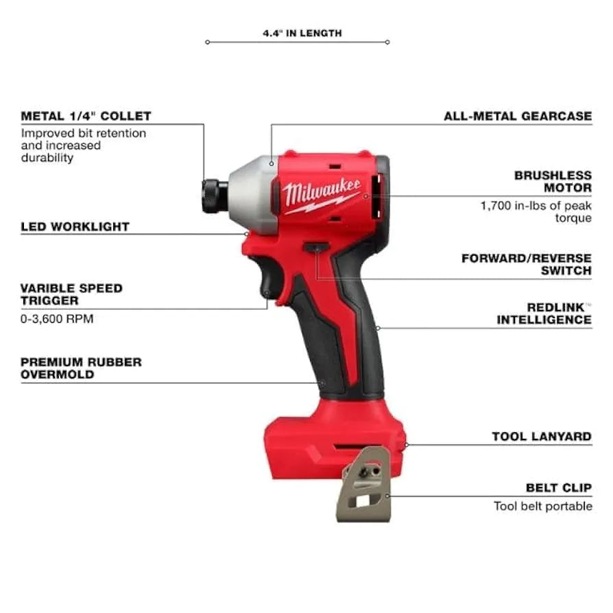 Milwaukee 3692-22CT M18 Compact Brushless 2-Tool Combo Kit: Drill Driver/Impact Driver 
