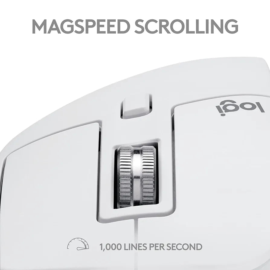 Logitech MX Master 3S for Mac - Wireless Bluetooth Mouse with Ultra-Fast Scrolling, Ergo, 8K DPI, Quiet Clicks, Track on Glass, Customization, USB-C, Apple, iPad - Pale Grey