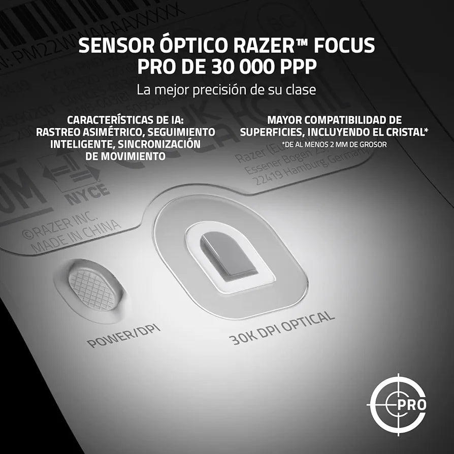 Razer Viper V2 Pro HyperSpeed Wireless Gaming Mouse: 59g Ultra-Lightweight - Optical Switches Gen-3-30K Optical Sensor - On-Mouse DPI Controls - 90hr Battery - USB Type C Cable Included - White