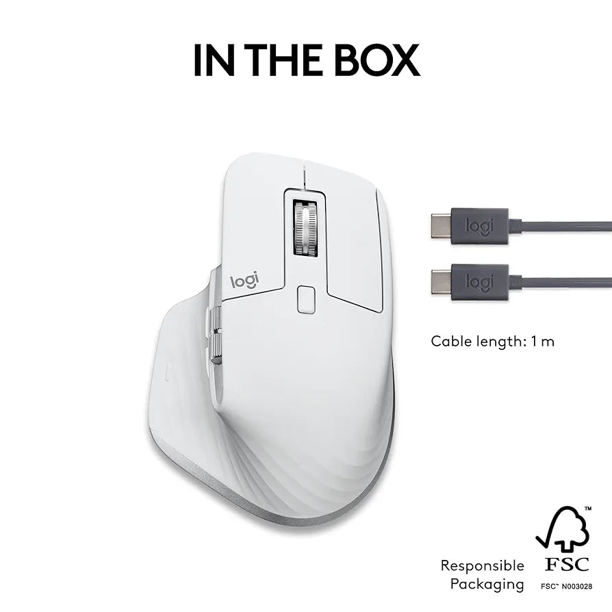 Logitech MX Master 3S for Mac - Wireless Bluetooth Mouse with Ultra-Fast Scrolling, Ergo, 8K DPI, Quiet Clicks, Track on Glass, Customization, USB-C, Apple, iPad - Pale Grey