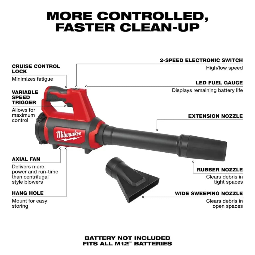 Milwaukee 0852-20 M12 Lithium-Ion Cordless Compact Spot Blower 
