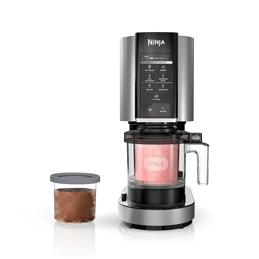 Ninja NC301 CREAMi Ice Cream Maker, for Gelato, Mix-ins, Milkshakes, Sorbet, Smoothie Bowls & More, 7 One-Touch Programs, with  Pint Containers & Lids, Compact Size, Perfect for Kids, Silver