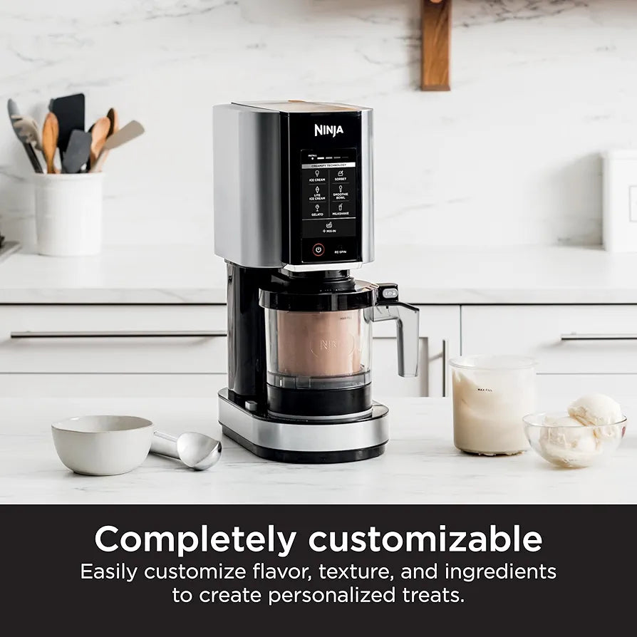 Ninja NC301 CREAMi Ice Cream Maker, for Gelato, Mix-ins, Milkshakes, Sorbet, Smoothie Bowls & More, 7 One-Touch Programs, with  Pint Containers & Lids, Compact Size, Perfect for Kids, Silver