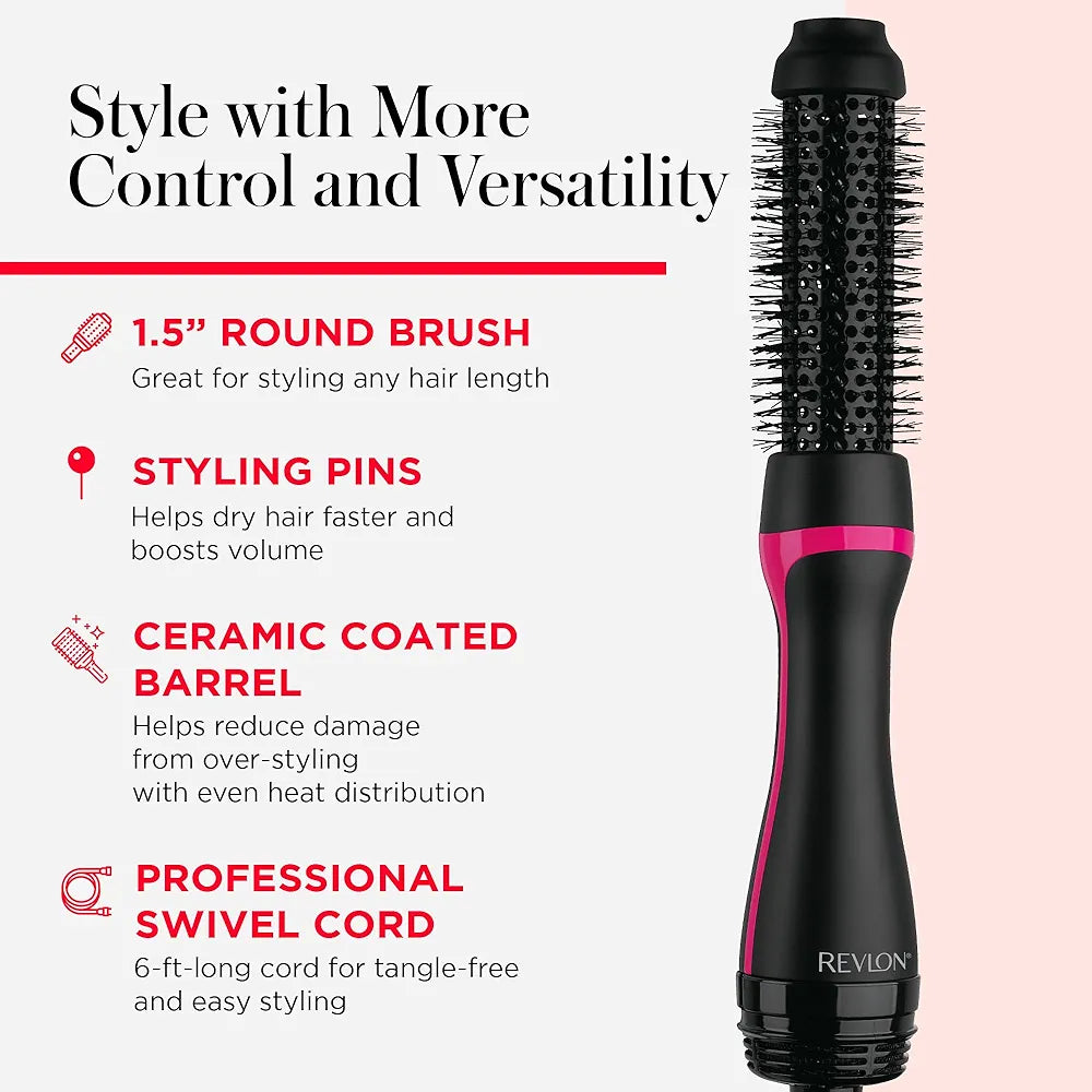 REVLON One-Step Hair Dryer and Styler - Root Booster Round Brush for Styling, Dryer Brush for Fast and Easy Salon-Quality Blowout, More Shine and Less Frizz 