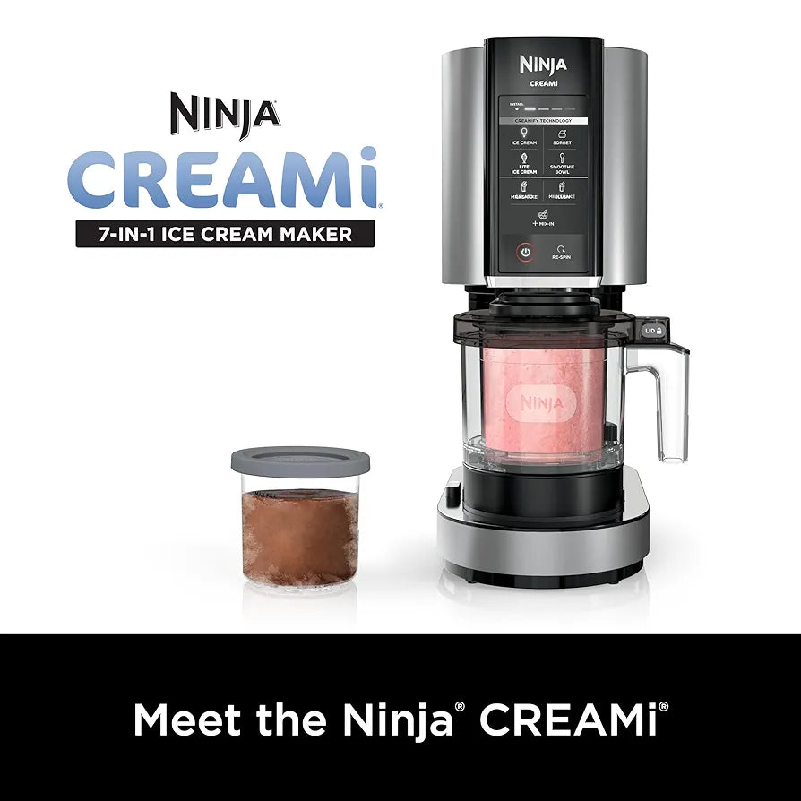 Ninja NC301 CREAMi Ice Cream Maker, for Gelato, Mix-ins, Milkshakes, Sorbet, Smoothie Bowls & More, 7 One-Touch Programs, with  Pint Containers & Lids, Compact Size, Perfect for Kids, Silver