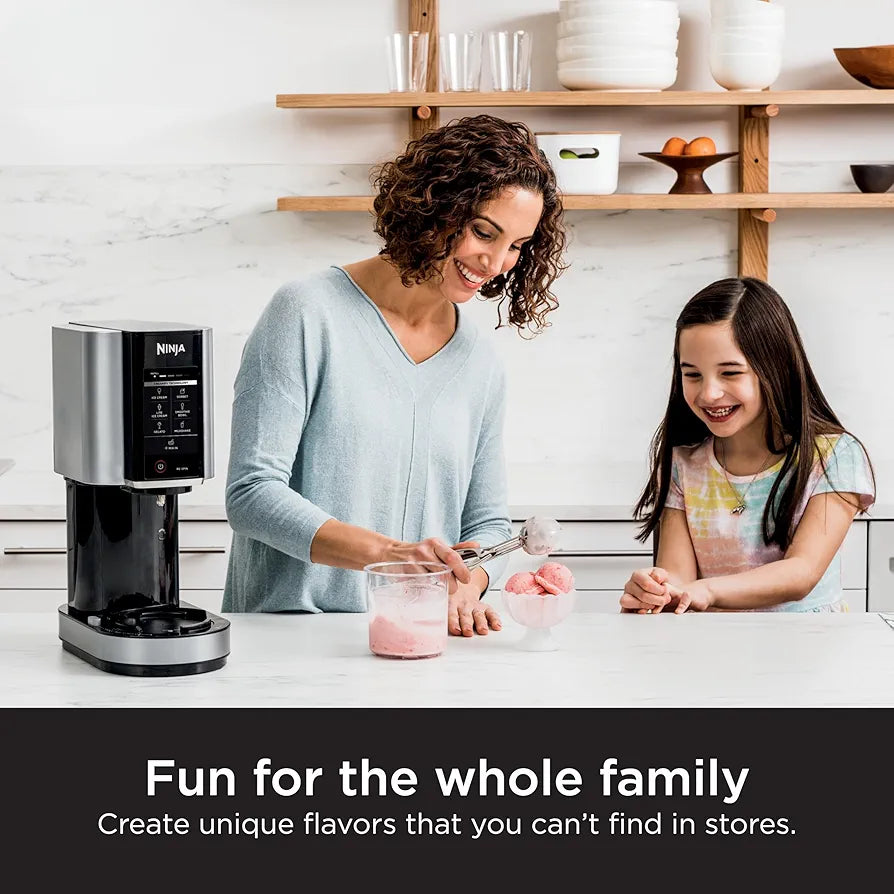 Ninja NC301 CREAMi Ice Cream Maker, for Gelato, Mix-ins, Milkshakes, Sorbet, Smoothie Bowls & More, 7 One-Touch Programs, with  Pint Containers & Lids, Compact Size, Perfect for Kids, Silver