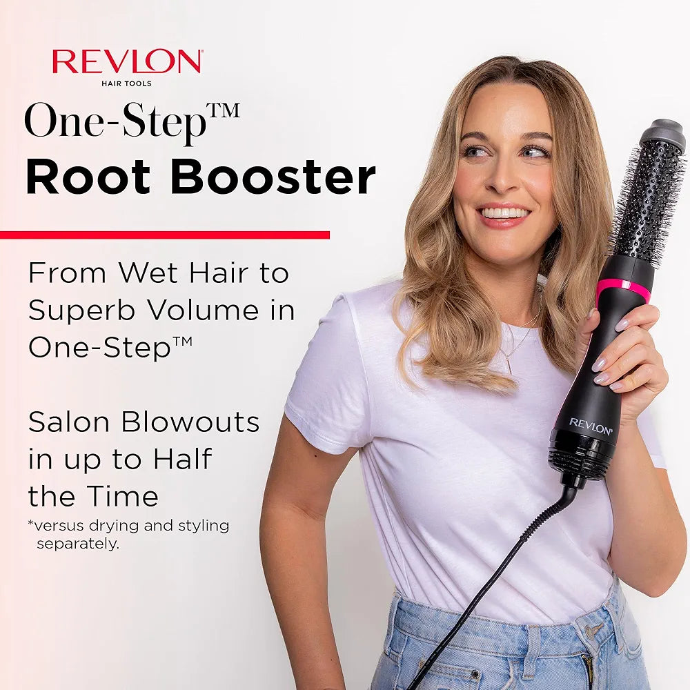 REVLON One-Step Hair Dryer and Styler - Root Booster Round Brush for Styling, Dryer Brush for Fast and Easy Salon-Quality Blowout, More Shine and Less Frizz 