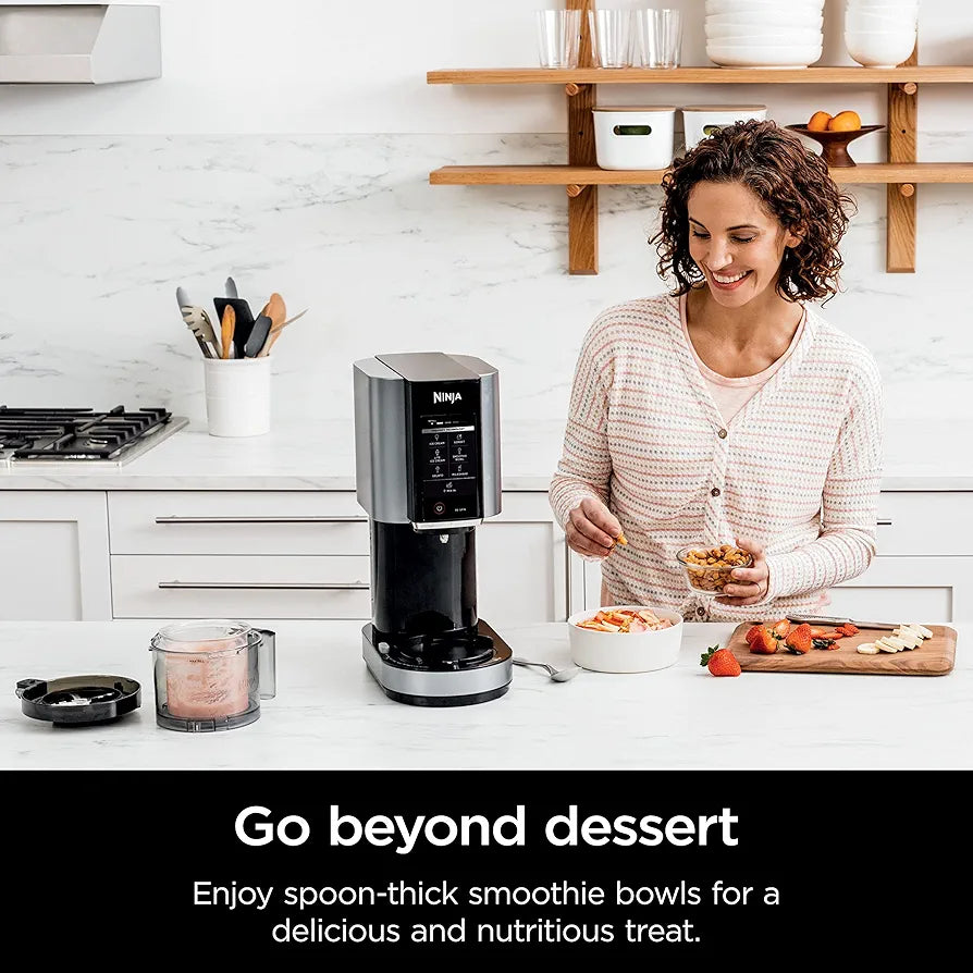 Ninja NC301 CREAMi Ice Cream Maker, for Gelato, Mix-ins, Milkshakes, Sorbet, Smoothie Bowls & More, 7 One-Touch Programs, with  Pint Containers & Lids, Compact Size, Perfect for Kids, Silver