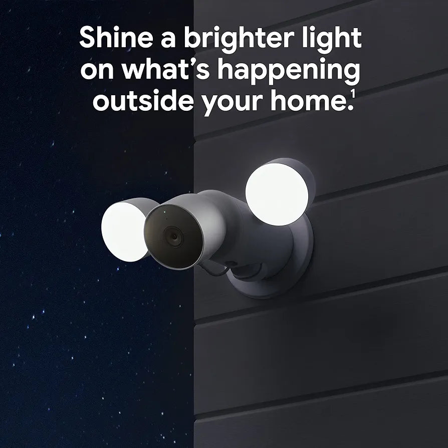 Google Nest Cam with Floodlight - Outdoor Camera - Floodlight Security Camera, White, 1 Count 
