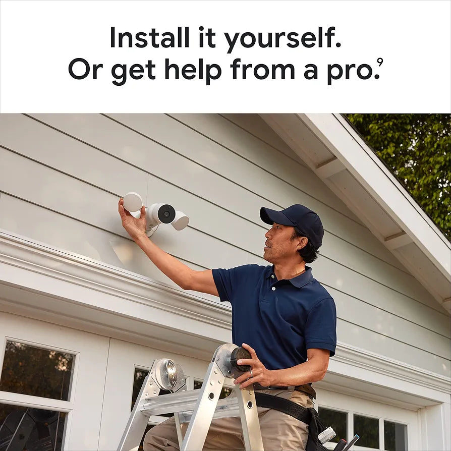 Google Nest Cam with Floodlight - Outdoor Camera - Floodlight Security Camera, White, 1 Count 