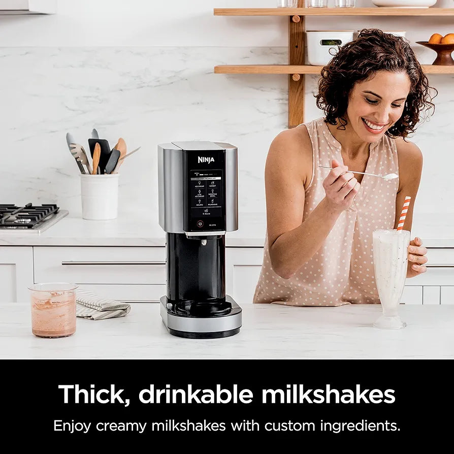 Ninja NC301 CREAMi Ice Cream Maker, for Gelato, Mix-ins, Milkshakes, Sorbet, Smoothie Bowls & More, 7 One-Touch Programs, with  Pint Containers & Lids, Compact Size, Perfect for Kids, Silver