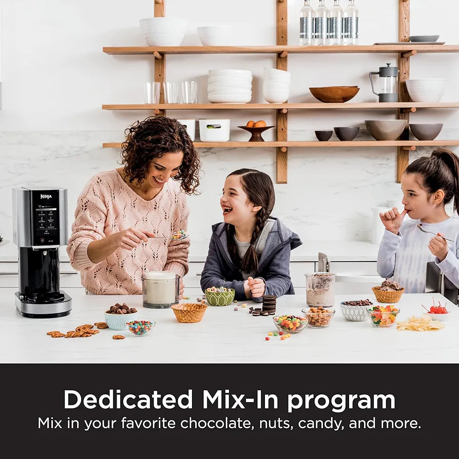 Ninja NC301 CREAMi Ice Cream Maker, for Gelato, Mix-ins, Milkshakes, Sorbet, Smoothie Bowls & More, 7 One-Touch Programs, with  Pint Containers & Lids, Compact Size, Perfect for Kids, Silver