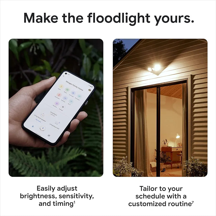 Google Nest Cam with Floodlight - Outdoor Camera - Floodlight Security Camera, White, 1 Count 
