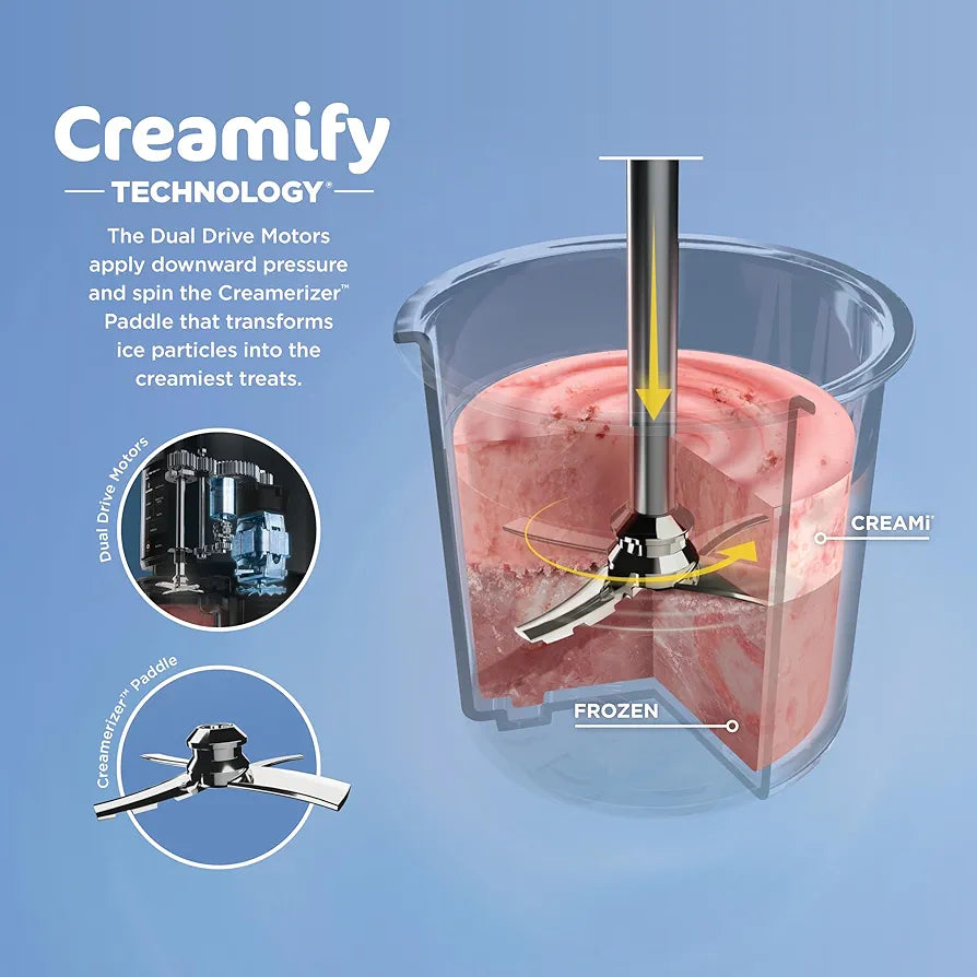 Ninja NC301 CREAMi Ice Cream Maker, for Gelato, Mix-ins, Milkshakes, Sorbet, Smoothie Bowls & More, 7 One-Touch Programs, with  Pint Containers & Lids, Compact Size, Perfect for Kids, Silver