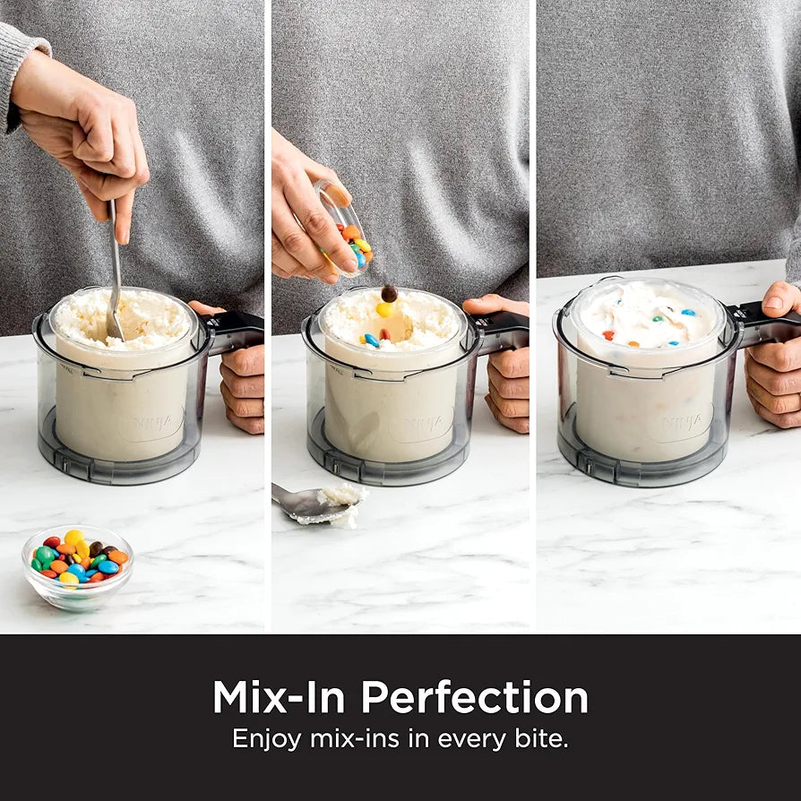 Ninja NC301 CREAMi Ice Cream Maker, for Gelato, Mix-ins, Milkshakes, Sorbet, Smoothie Bowls & More, 7 One-Touch Programs, with  Pint Containers & Lids, Compact Size, Perfect for Kids, Silver
